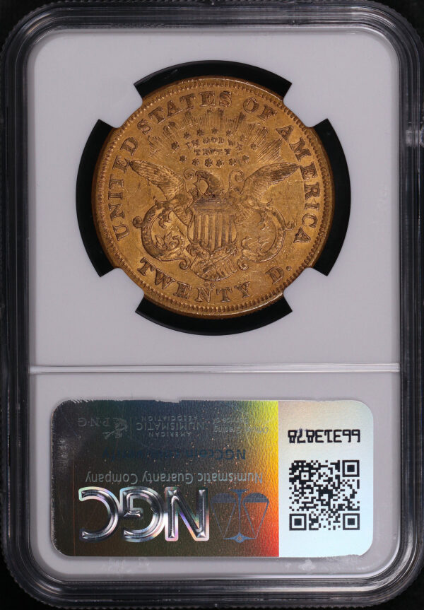 Reverse of this 1872-CC Liberty Head $20 NGC AU-50