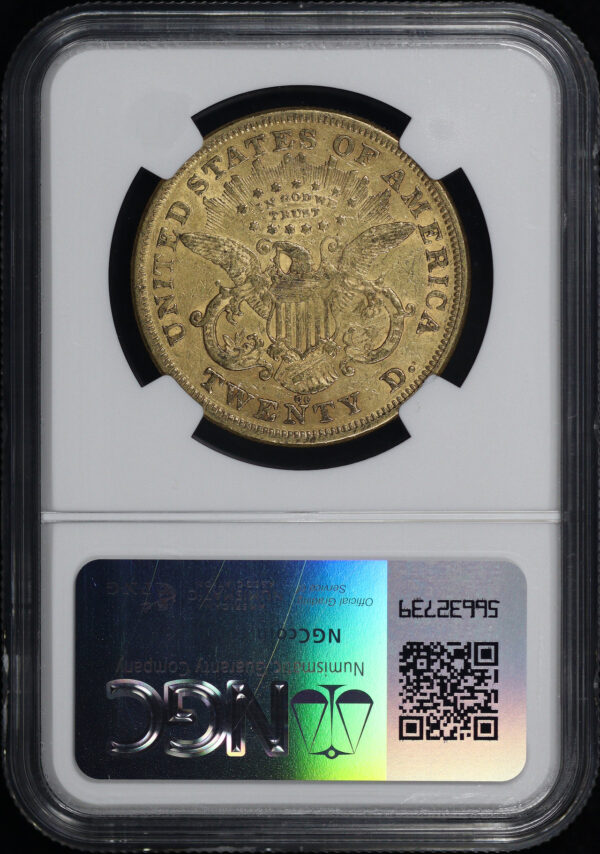 Reverse of this 1872-CC Liberty Head $20 NGC AU-53