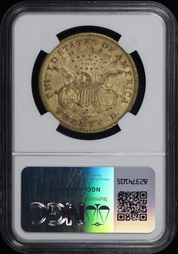 Reverse of this 1872-CC Liberty Head $20 NGC AU-53
