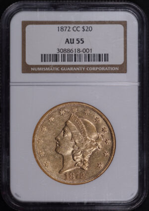 Obverse of this 1872-CC Liberty Head $20 NGC AU-55