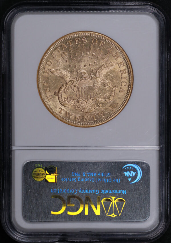 Reverse of this 1872-CC Liberty Head $20 NGC AU-55