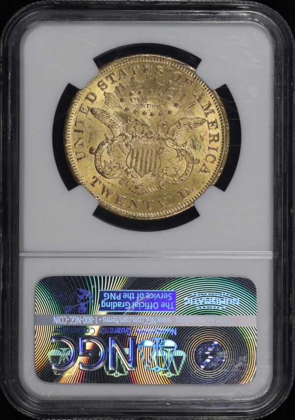 Reverse of this 1873 Liberty Head $20 Open 3 NGC MS-61 Granite Lady Hoard