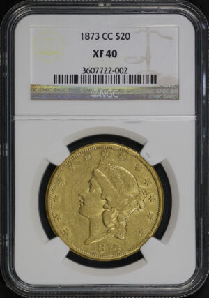 Obverse of this 1873-CC Liberty Head $20 NGC XF-40