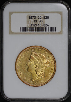 Obverse of this 1873-CC Liberty Head $20 NGC XF-45 Old Fatty Holder 