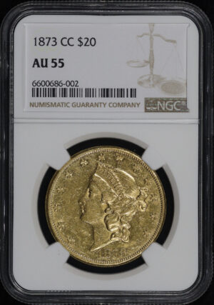 Obverse of this 1873-CC Liberty Head $20 NGC AU-55