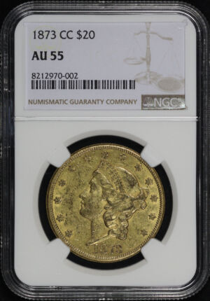 Obverse of this 1873-CC Liberty Head $20 NGC AU-55