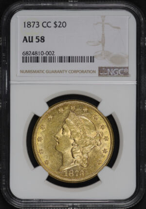 Obverse of this 1873-CC Liberty Head $20 NGC AU-58
