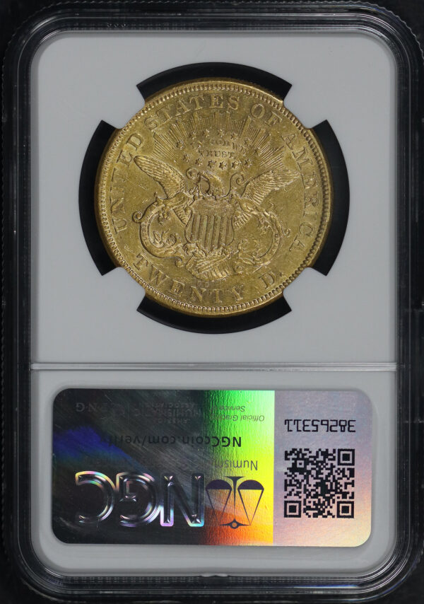 Reverse of this 1874-CC Liberty Head $20 NGC AU-55
