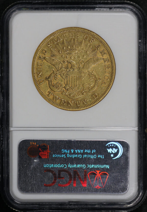 Reverse of this 1875-CC Liberty Head $20 NGC XF-40