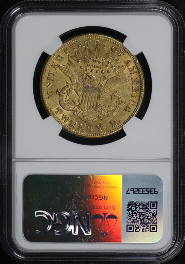 Reverse of this 1875-CC Liberty Head $20 NGC-53