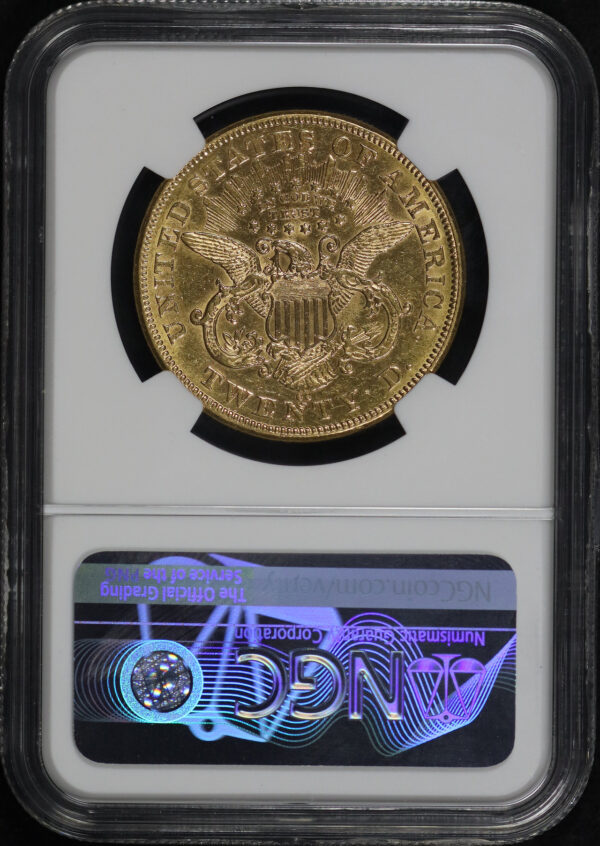 Reverse of this 1876-CC Liberty Head $20 NGC AU-55