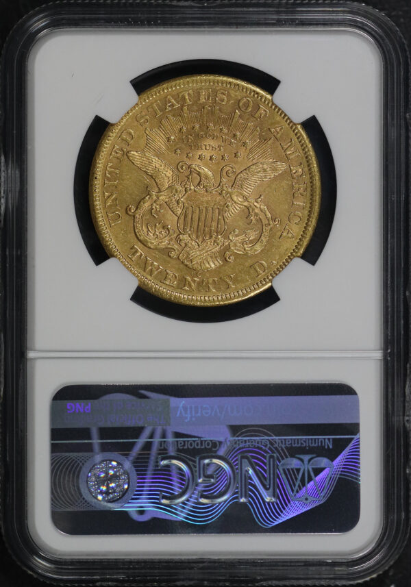 Reverse of this 1876-CC Liberty Head $20 NGC AU-55