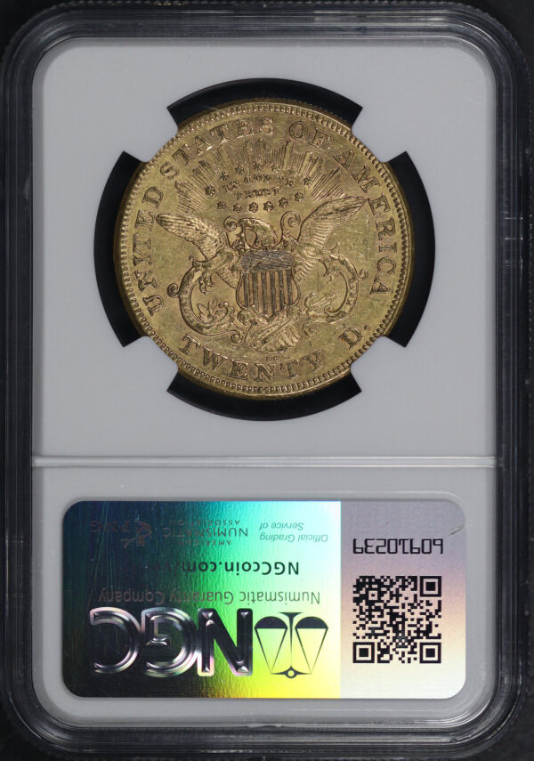 Reverse of this 1876-CC Liberty Head $20 NGC MS-61