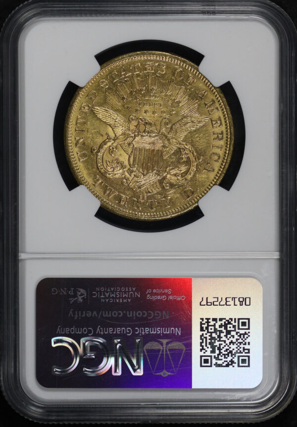 Reverse of this 1876-CC Liberty Head $20 NGC MS-61