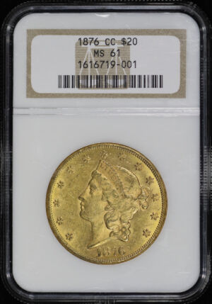 Obverse of this 1876-CC Liberty Head $20 NGC MS-61