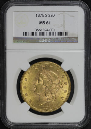 Obverse of this 1876-S Liberty Head $20 NGC MS-61