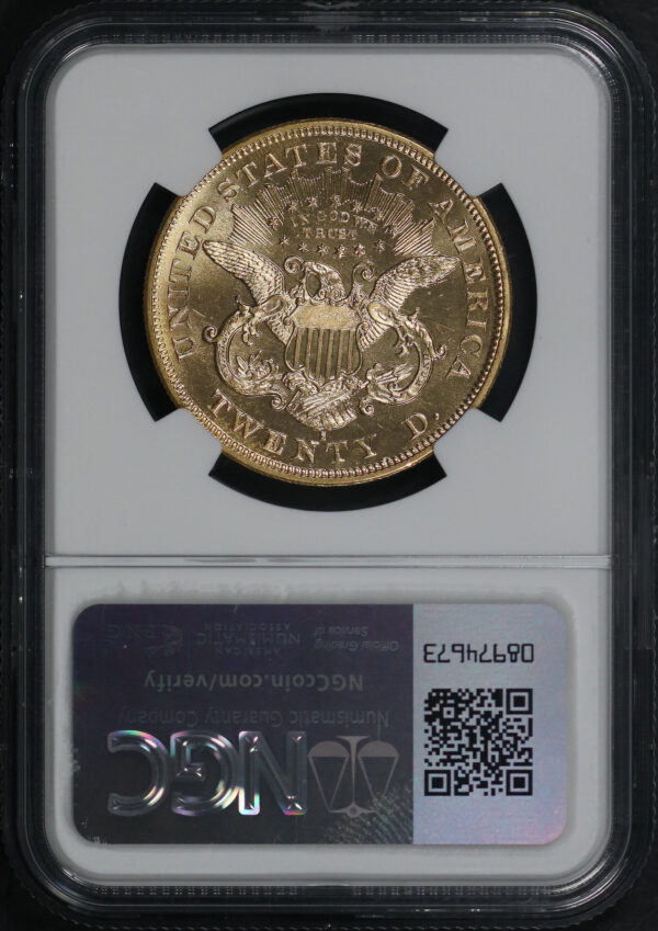 Reverse of this 1876-S Liberty Head $20 NGC MS-63★