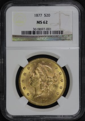 Obverse of this 1877 Liberty Head $20 Type 3 NGC MS-62