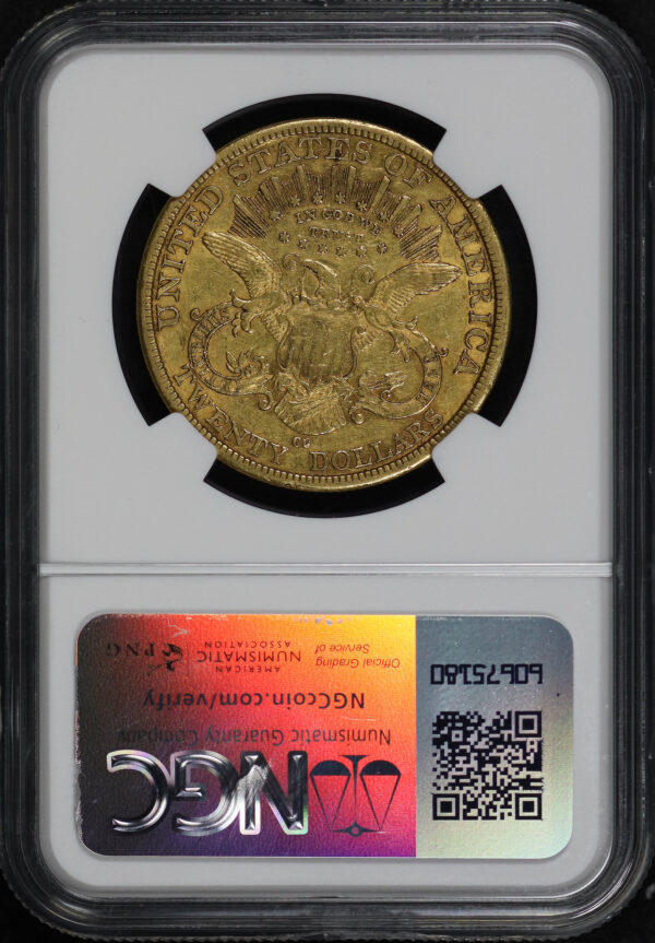 Reverse of this 1877-CC Liberty Head $20 Type 3 NGC XF-45