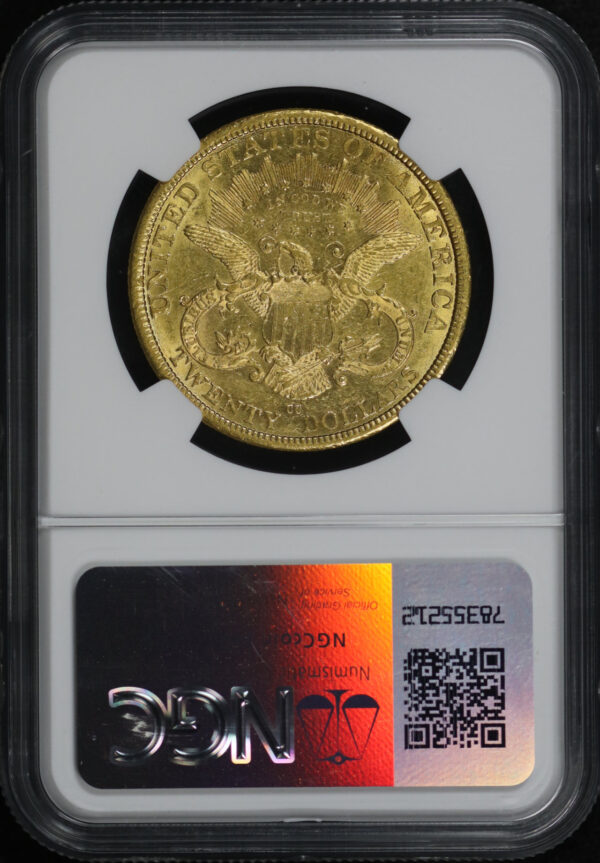 Reverse of this 1877-CC Liberty Head $20 Type 3 NGC AU-53