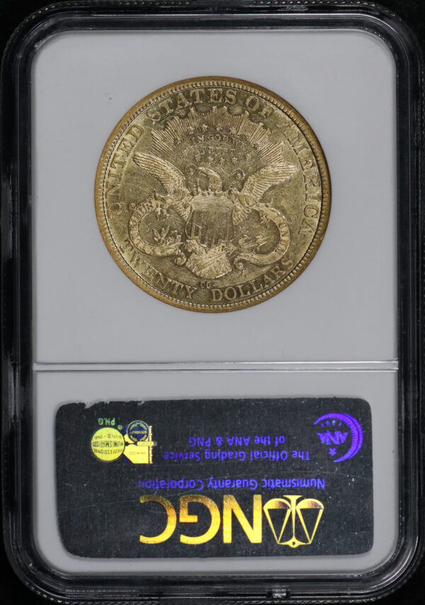 Reverse of this 1877-CC Liberty Head $20 Type 3 NGC AU-53