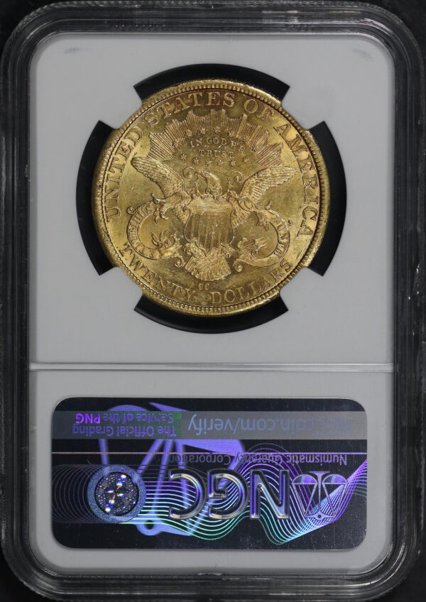 Reverse of this 1877-CC Liberty Head $20 Type 3 NGC AU-58