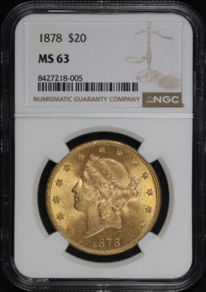 Obverse of this 1878 Liberty Head $20 Type 3 NGC MS-63