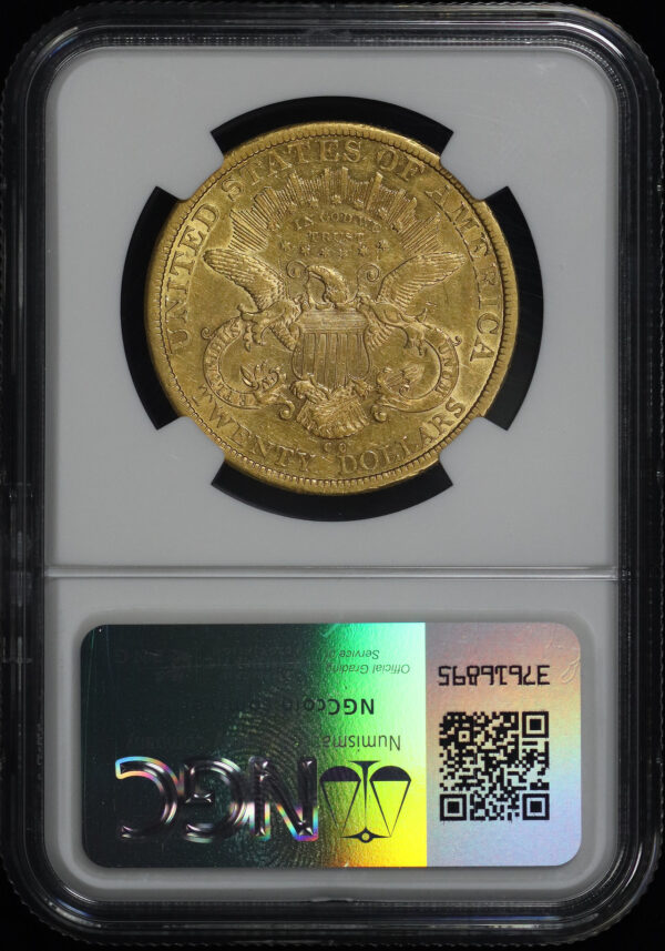 Reverse of this 1878-CC Liberty Head $20 Type 3 NGC AU-53