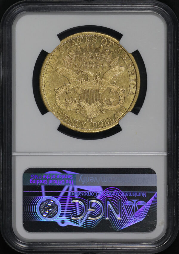 Reverse of this 1879-CC Liberty Head $20 Type 3 NGC AU-53