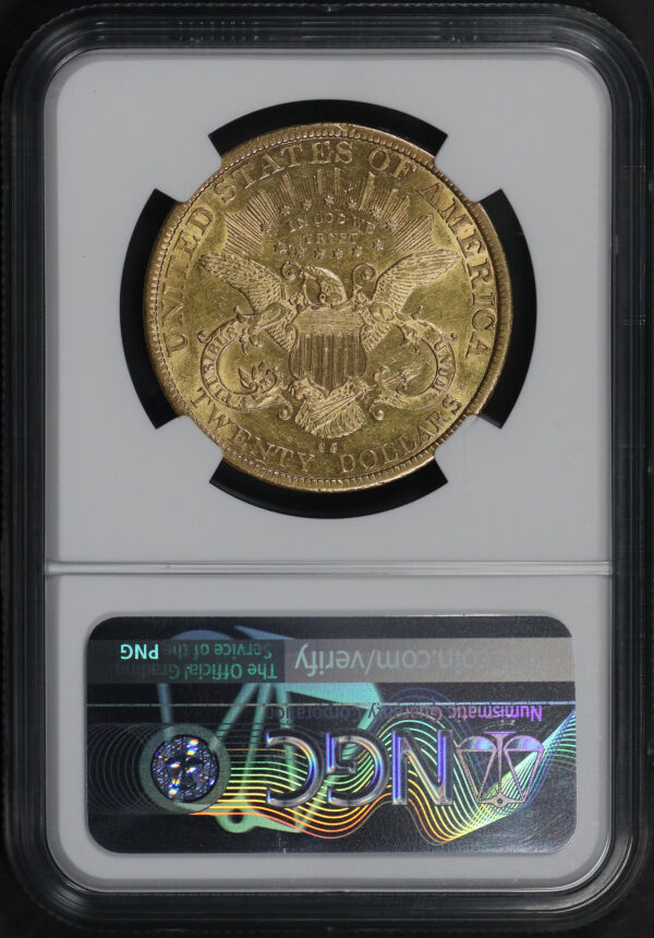 Reverse of this 1879-CC Liberty Head $20 Type 3 NGC AU-55