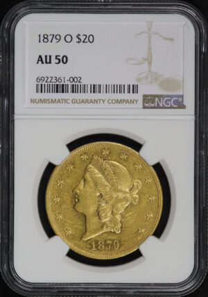 Obverse of this 1879-O Liberty Head $20 Type 3 NGC AU-50