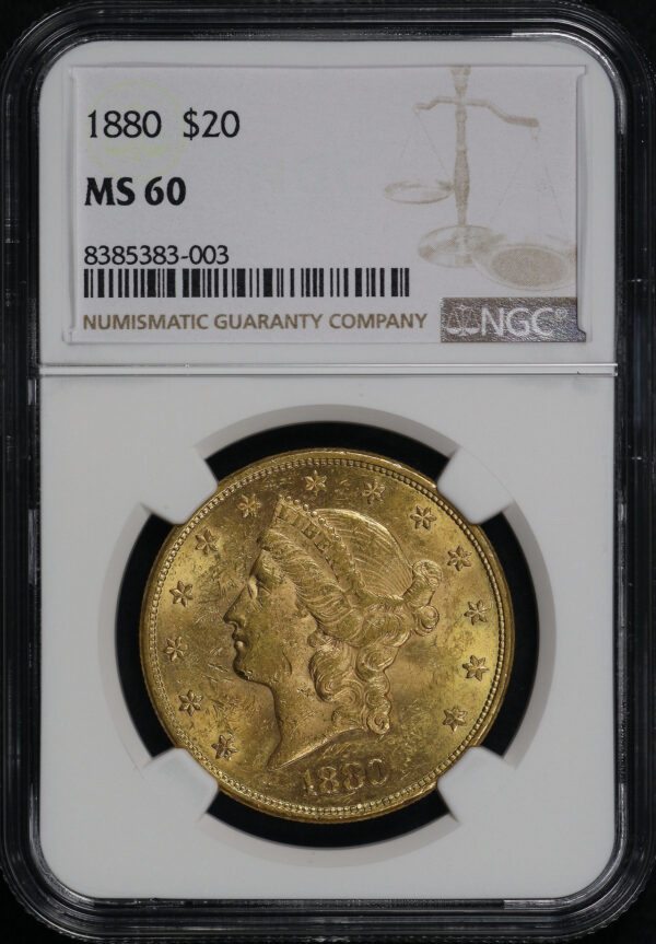 Obverse of this 1880 Liberty Head $20 Type 3 NGC MS-60