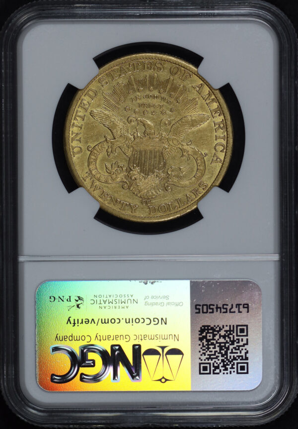 Reverse of this 1882-CC Liberty Head $20 Type 3 NGC XF-45