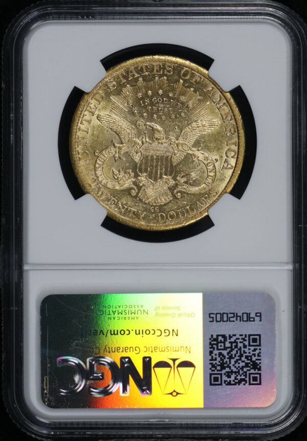 Reverse of this 1882-CC Liberty Head $20 Type 3 NGC AU-55