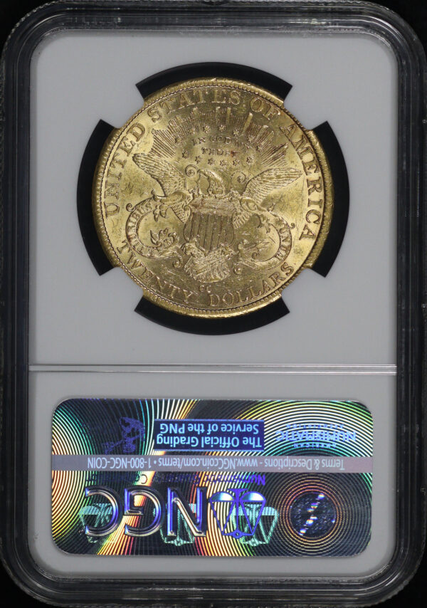 Reverse of this 1882-CC Liberty Head $20 Type 3 NGC AU-58