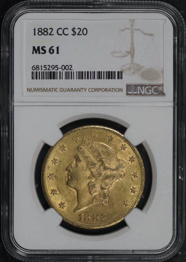 Obverse of this 1882-CC Liberty Head $20 Type 3 NGC MS-61
