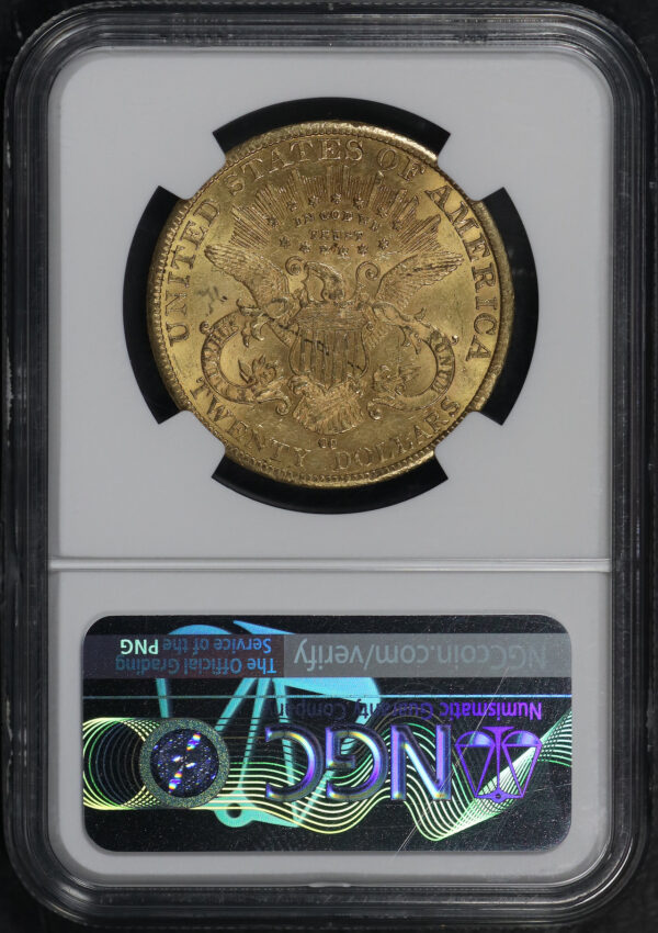 Reverse of this 1882-CC Liberty Head $20 Type 3 NGC MS-61