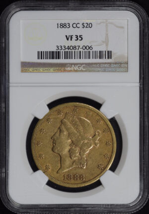 Obverse of this 1883-CC Liberty Head $20 Type 3 NGC VF-35