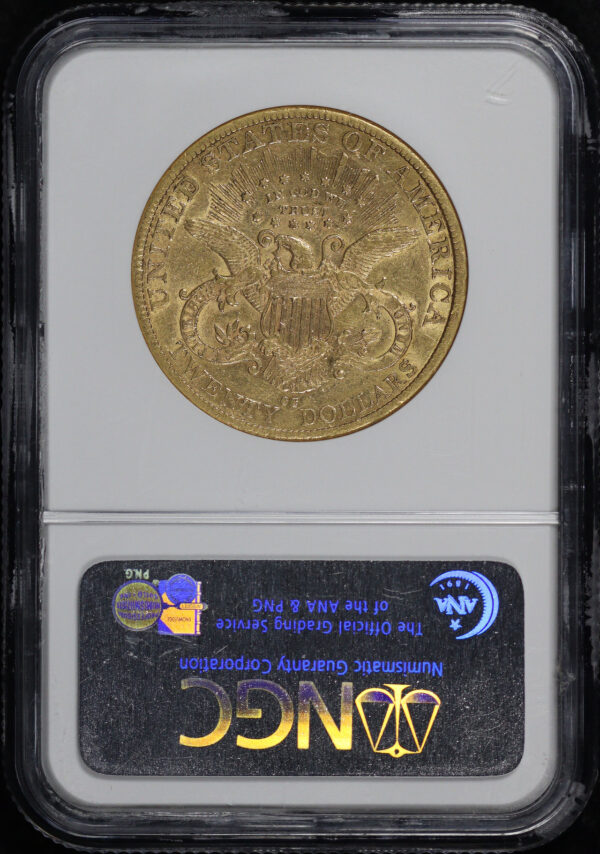 Reverse of this 1883-CC Liberty Head $20 Type 3 NGC AU-53