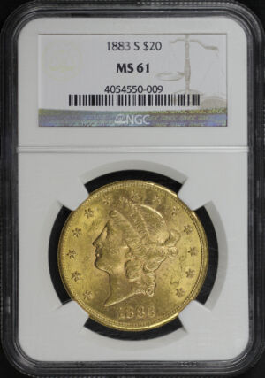 Obverse of this 1883-S Liberty Head $20 Type 3 NGC MS-61
