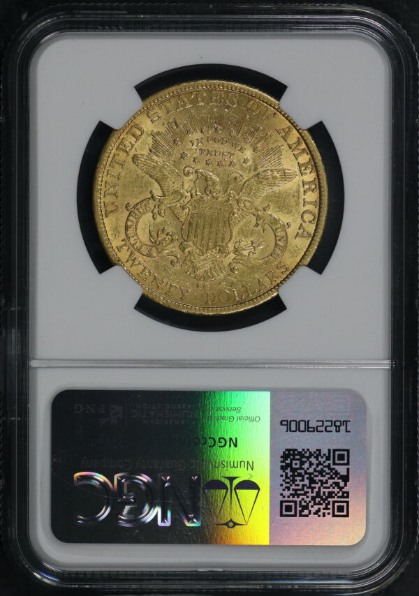 Reverse of this 1884-CC Liberty Head $20 Type 3 NGC AU-58