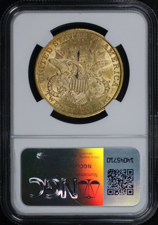 Reverse of this 1884-CC Liberty Head $20 NGC AU-58