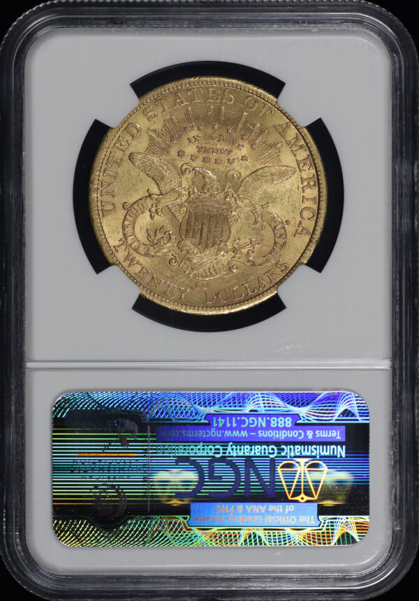 Reverse of this 1884-CC Liberty Head $20 Type 3 NGC AU-58