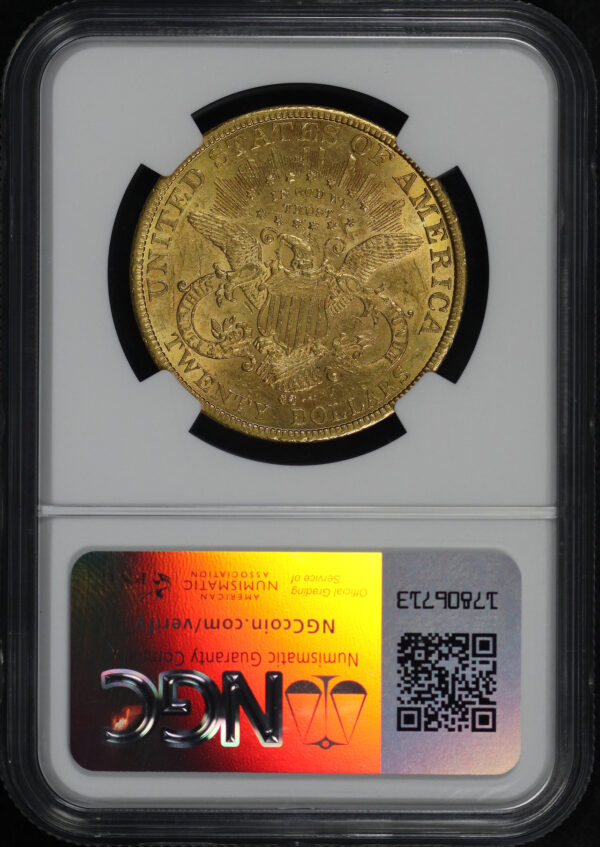 Reverse of this 1884-CC Liberty Head $20 Type 3 NGC MS-60