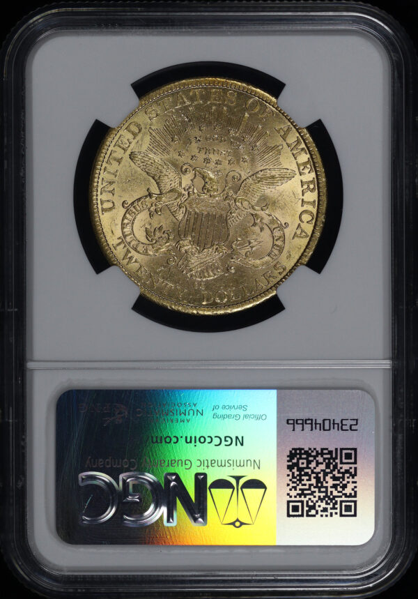 Reverse of this 1884-CC Liberty Head $20 Type 3 NGC MS-61