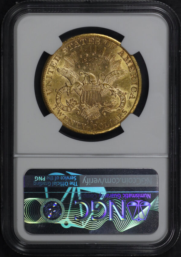 Reverse of this 1885-CC Liberty Head $20 Type 3 NGC AU-58