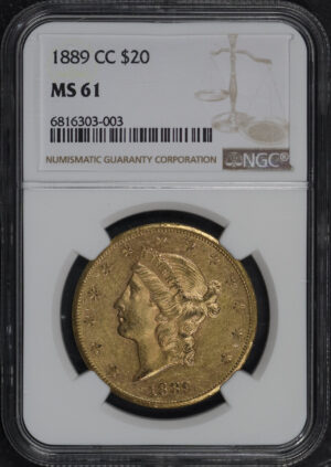 Obverse of this 1889-CC Liberty Head $20 Type 3 NGC MS-61
