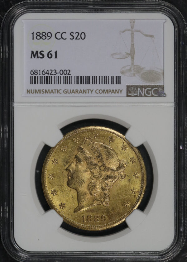 Obverse of this 1889-CC Liberty Head $20 Type 3 NGC MS-61