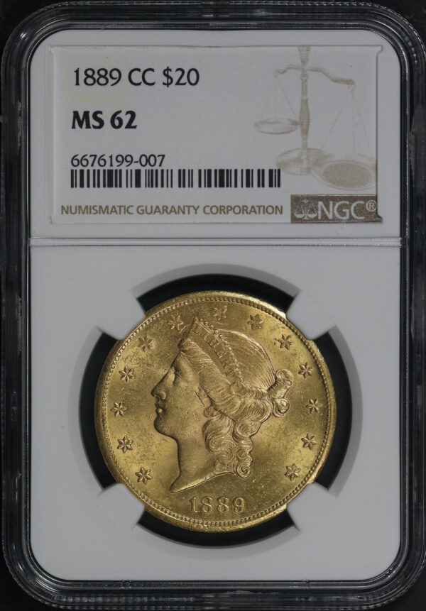 Obverse of this 1889-CC Liberty Head $20 Type 3 NGC MS-62