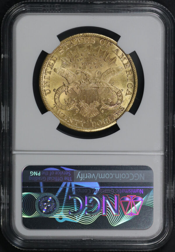 Reverse of this 1889-CC Liberty Head $20 Type 3 NGC MS-62